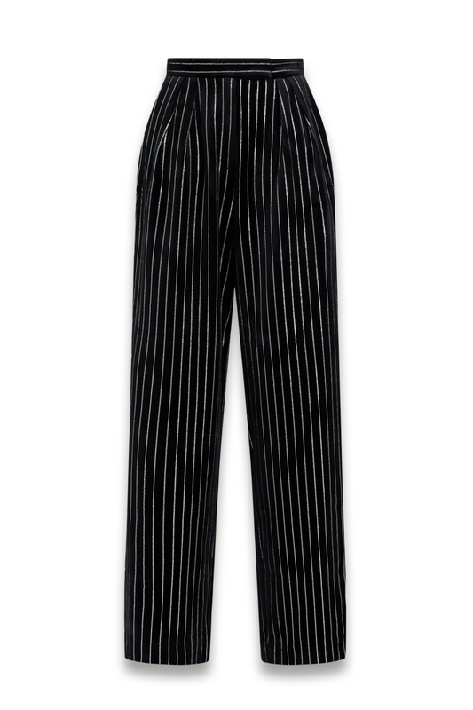 Pleated Crystal-embellished Velvet Wide-leg Pants