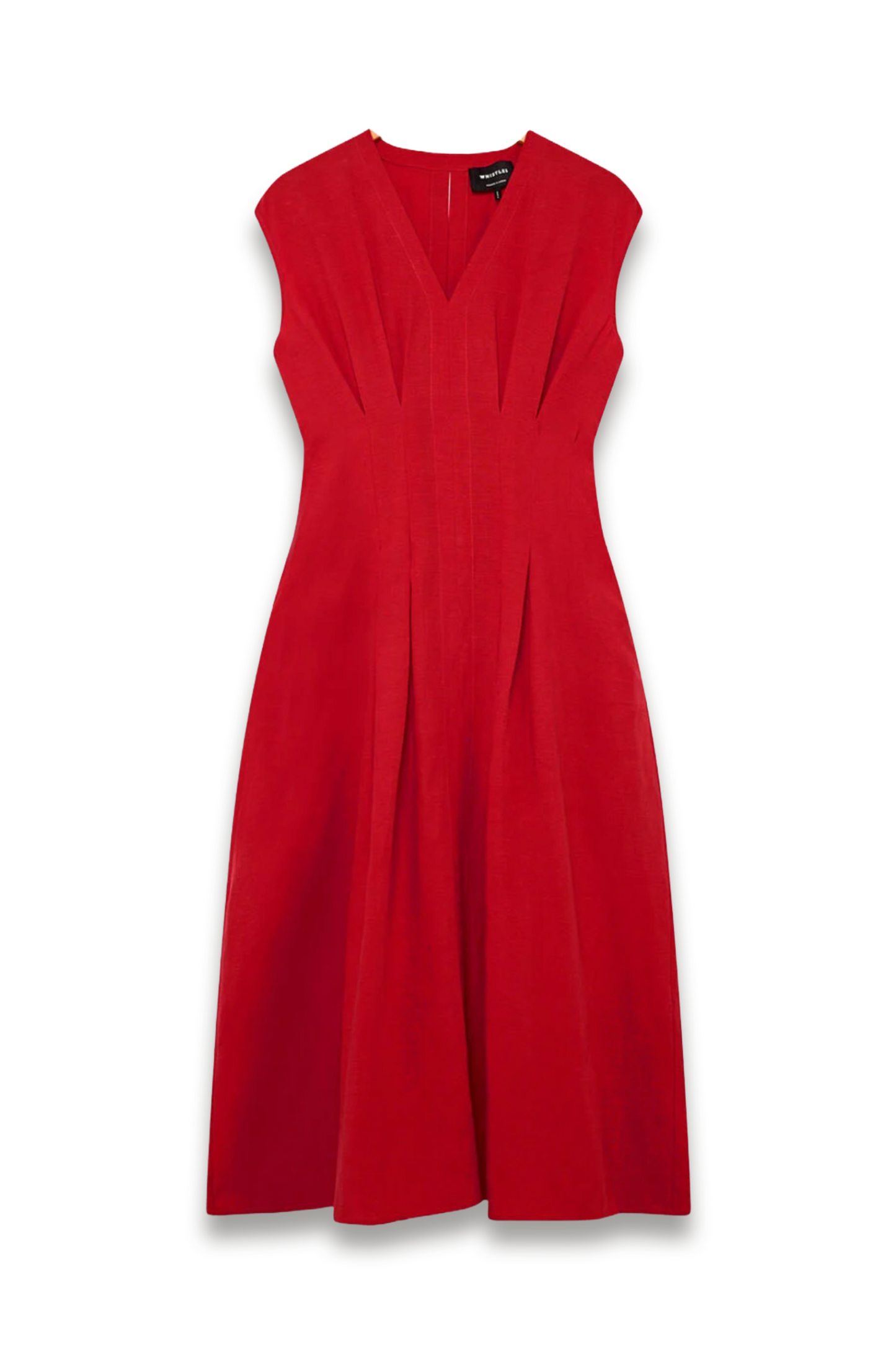 Red Panel Linen Blend Dress