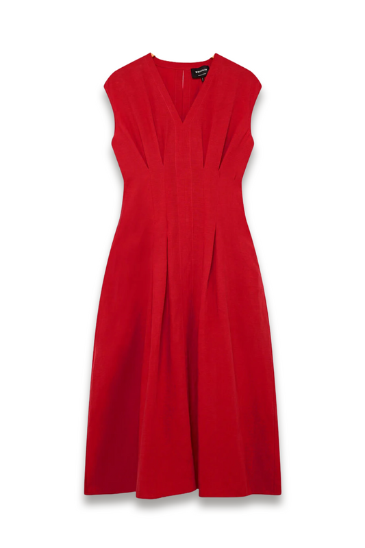 Red Panel Linen Blend Dress