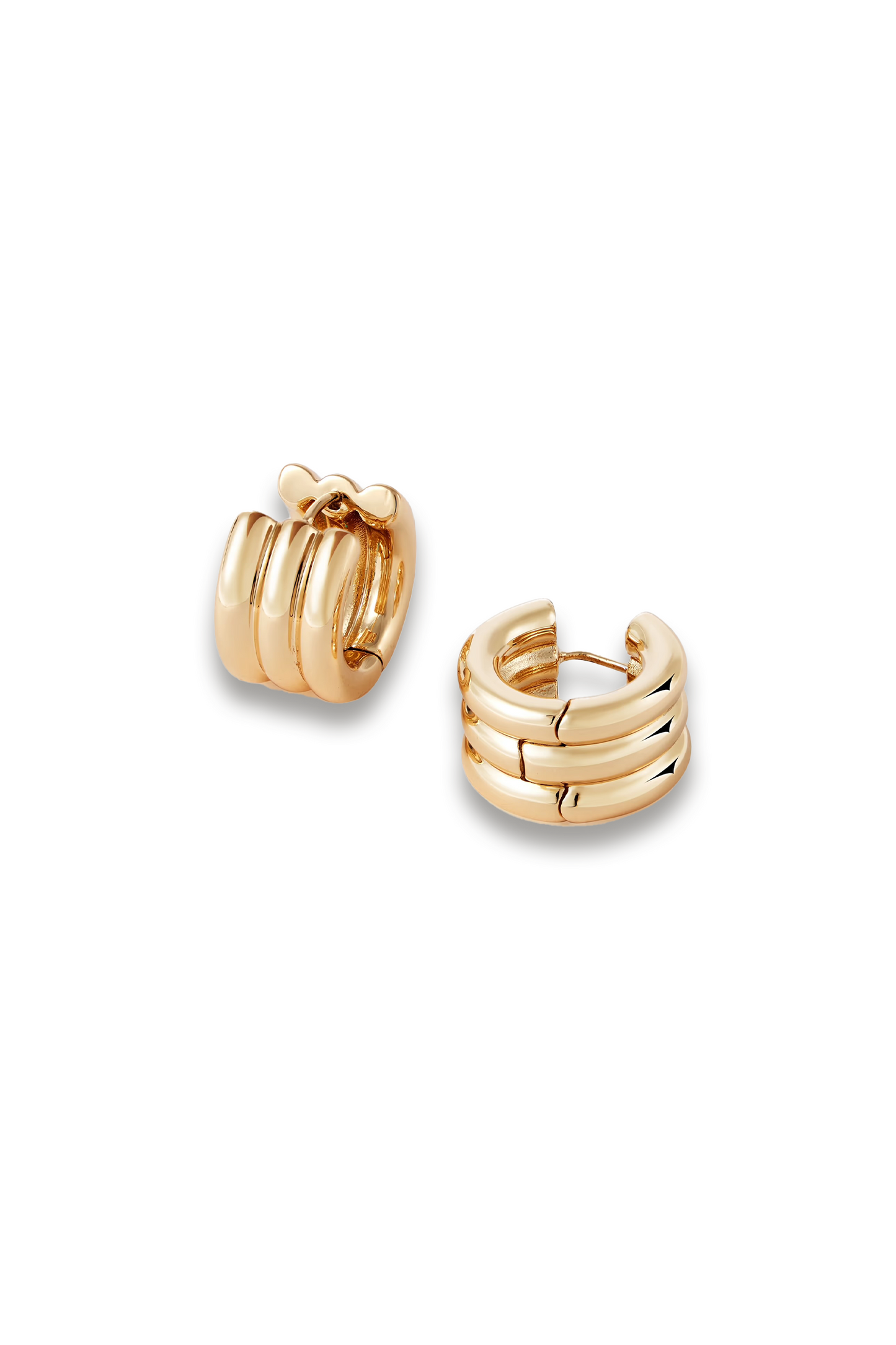 Triple Tube Gold-tone Hoop Earrings