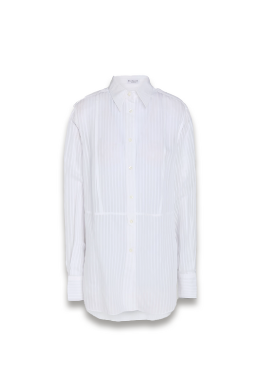 Striped Cotton and Silk-blend Jacquard Shirt