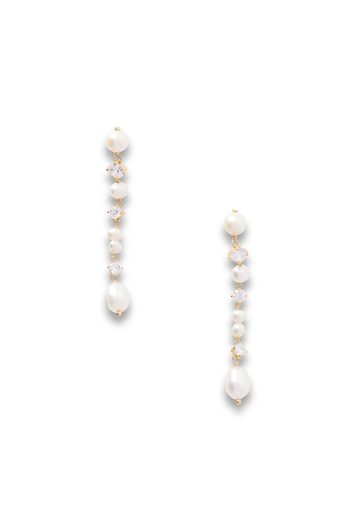 Gold-plated, Faux-pearl and Cubic Zirconia Earrings