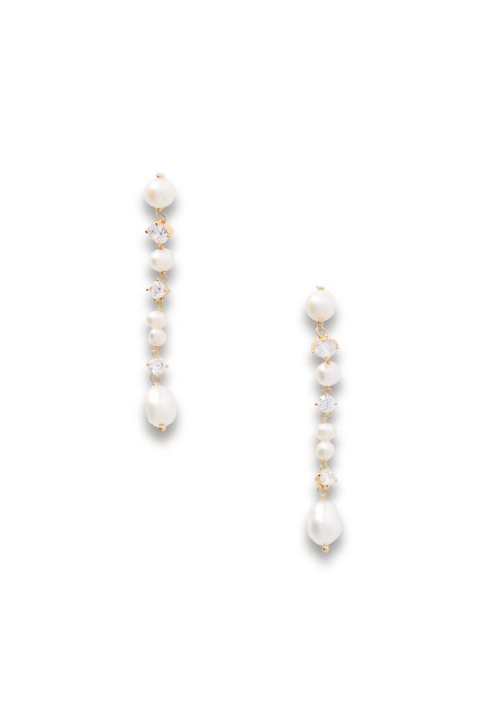 Gold-plated, Faux-pearl and Cubic Zirconia Earrings