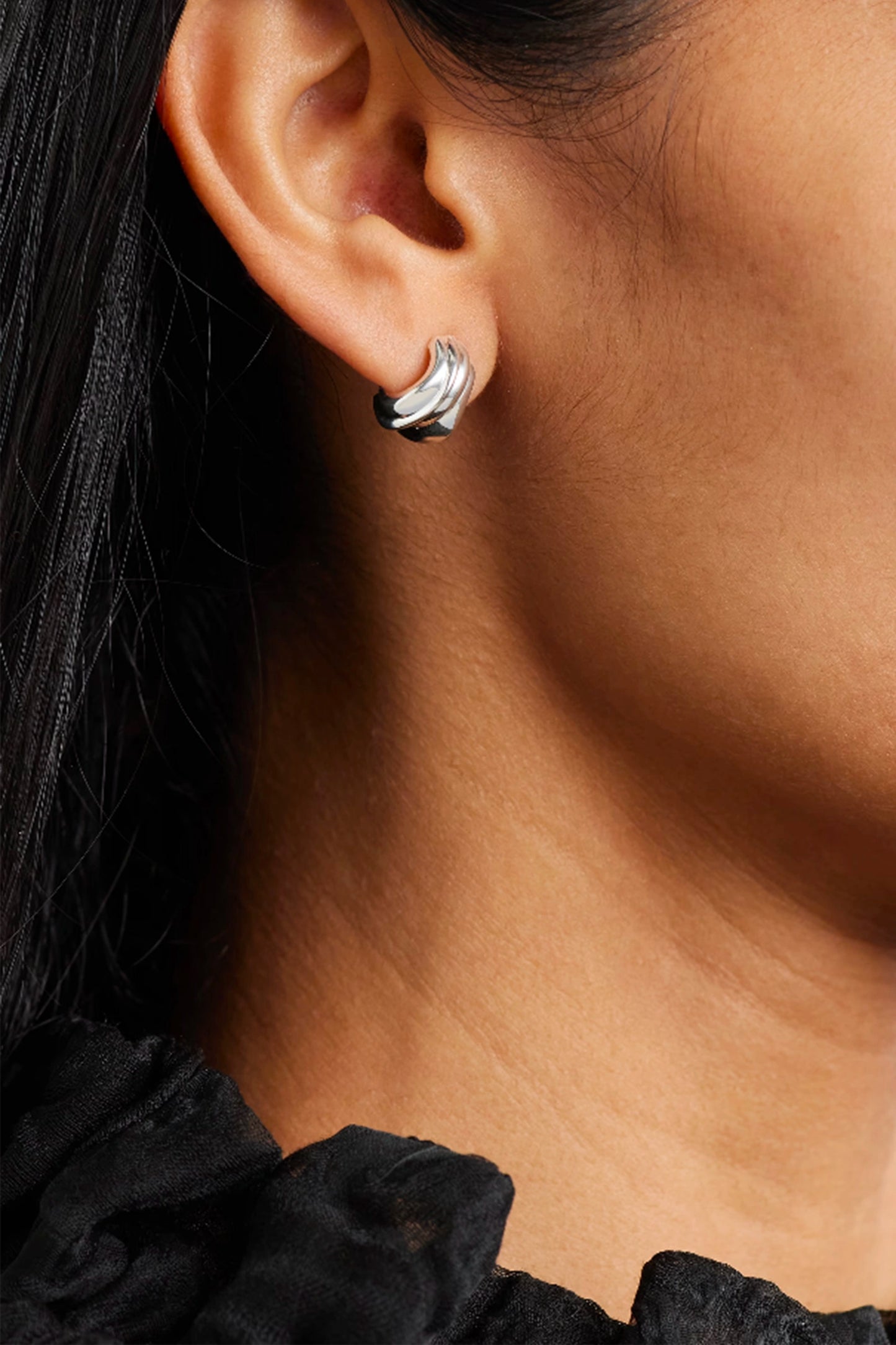 Recycled Silver Hoops Earring