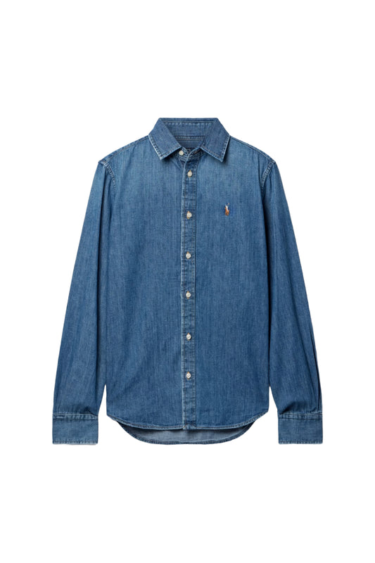 Embroidered denim shirt
