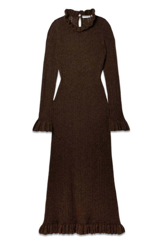 Estella Ruffled Pointelle-knit Alpaca-blend Midi Dress