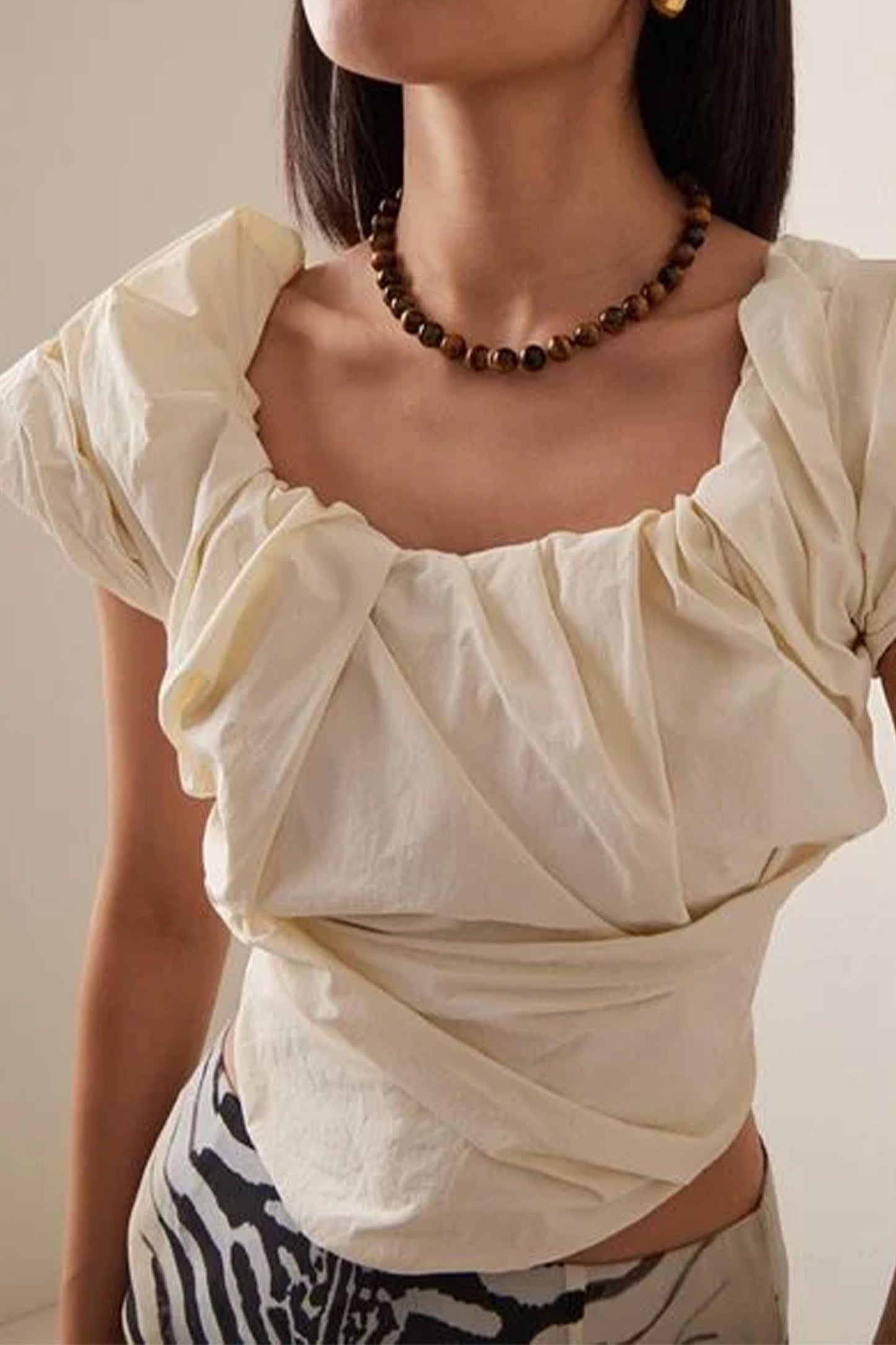 Eye Of The Tiger 18K Gold-Plated Pearl And Tigers Eye Necklace