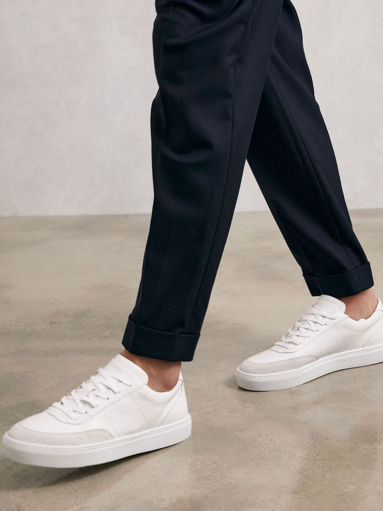 Finton Bonded-Leather Low-Top Trainers in White