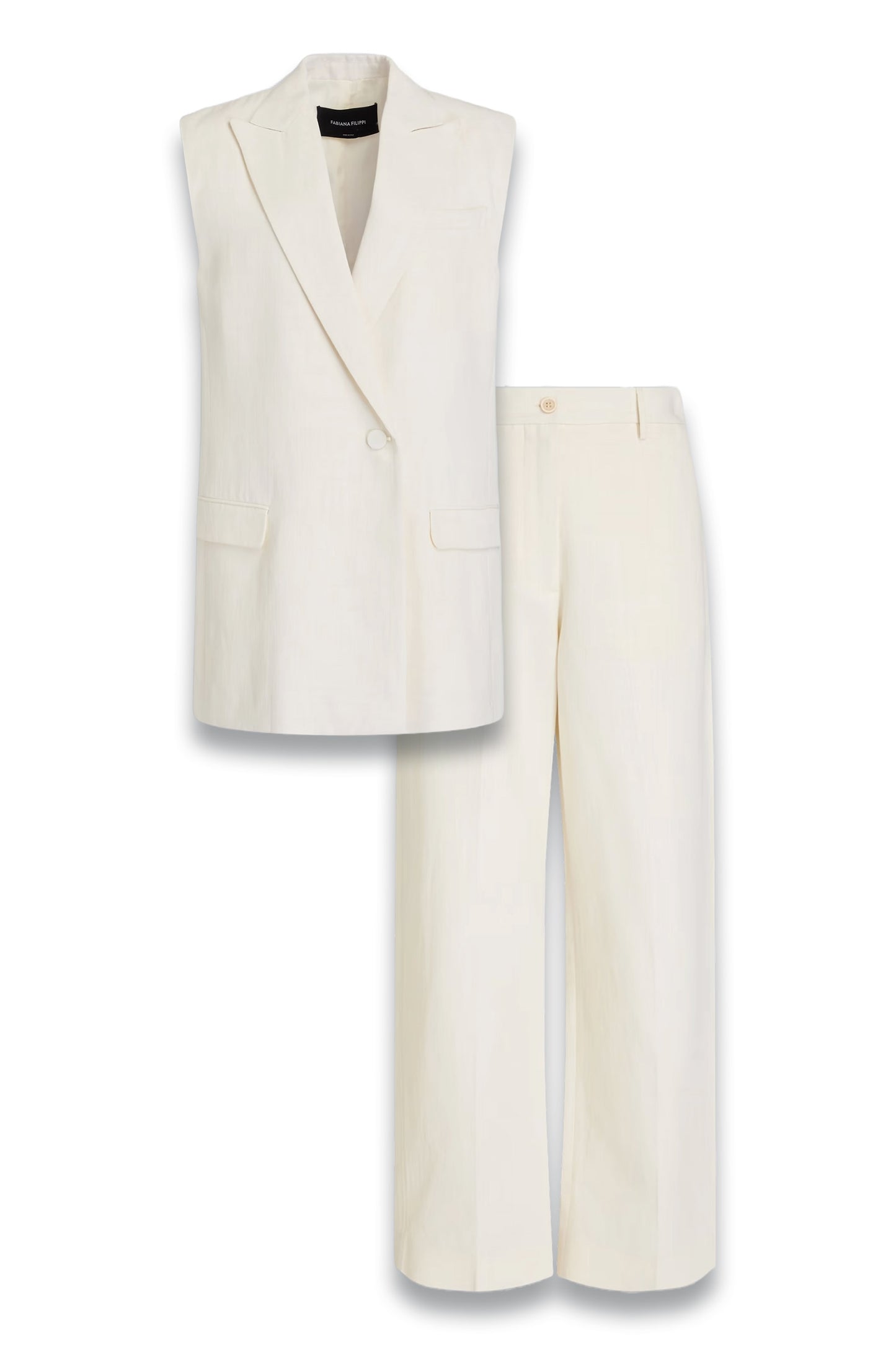 Linen Blend Vest and Wide Leg Pants