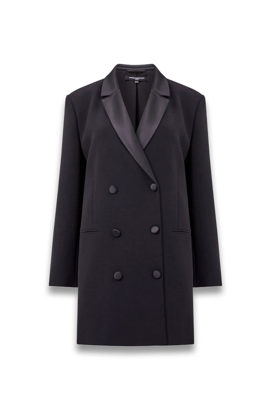 Azra Carey Satin Collar Mini Blazer Dress