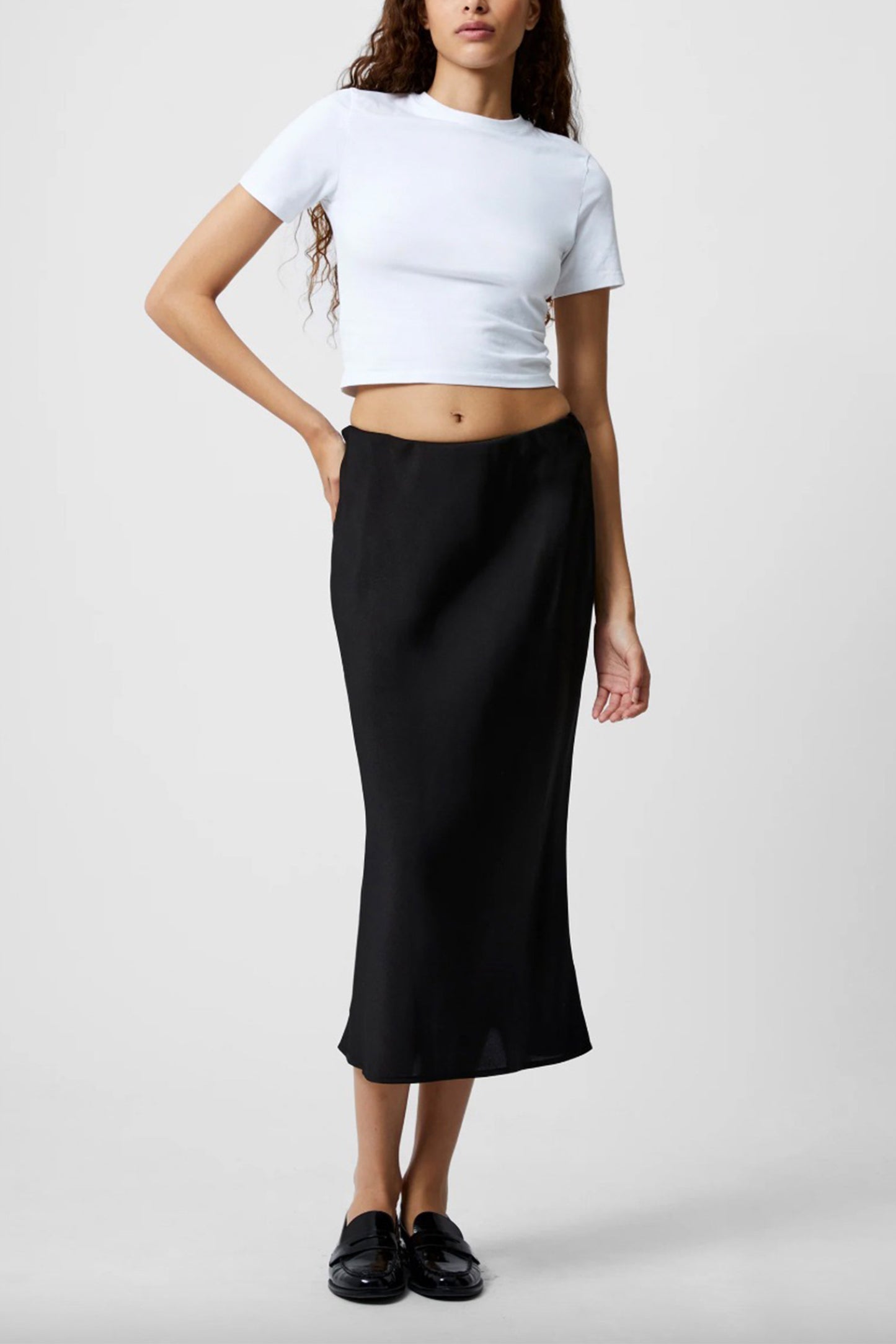 Satin Slip Midi Skirt