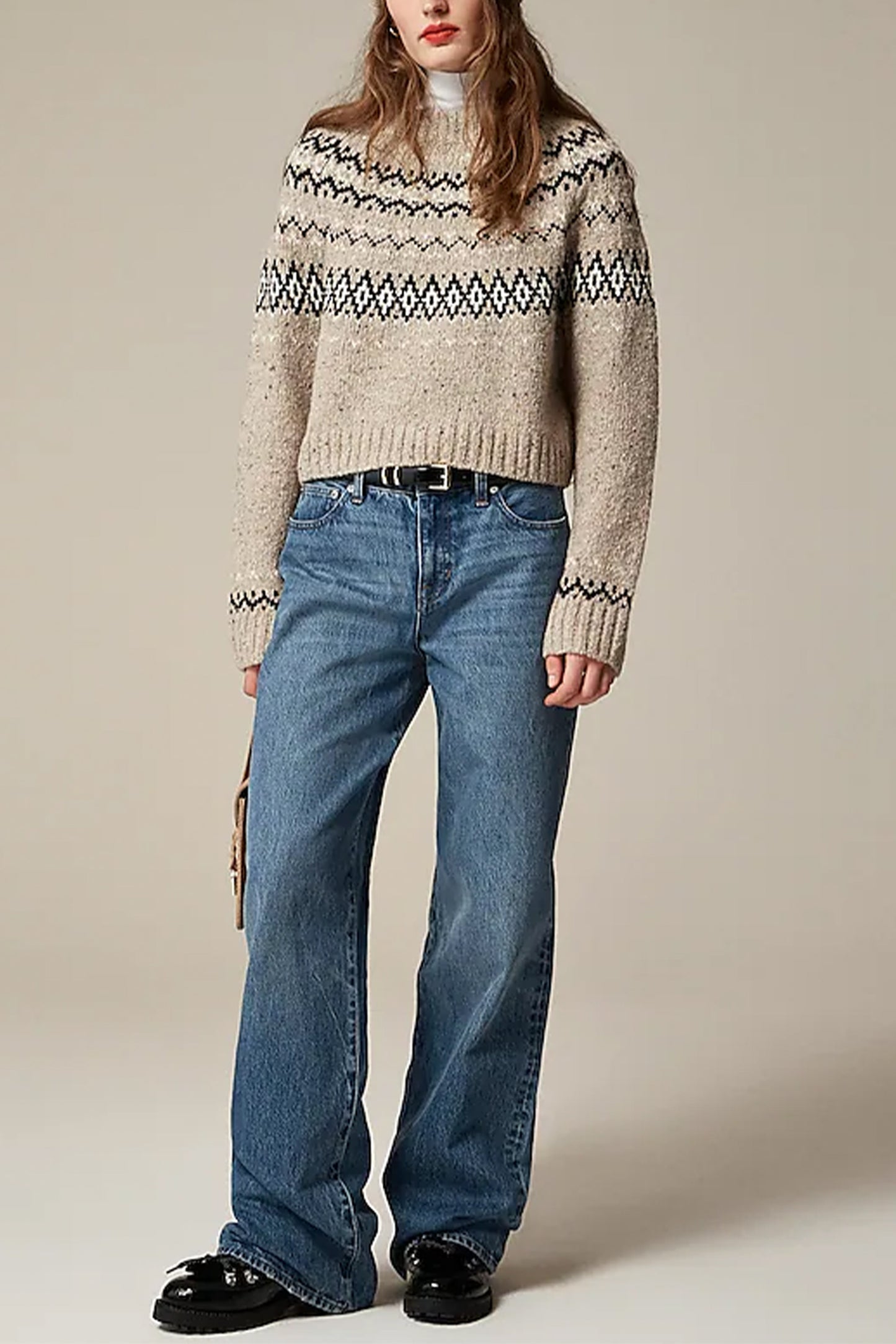 Fair Isle wide-mockneck sweater