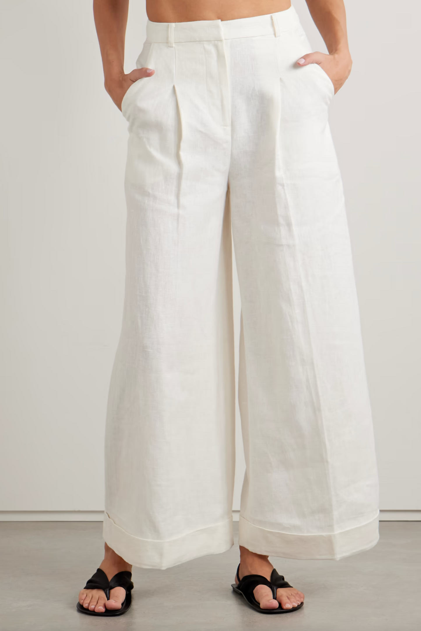 Clove Pleated Linen Wide-Leg Pants