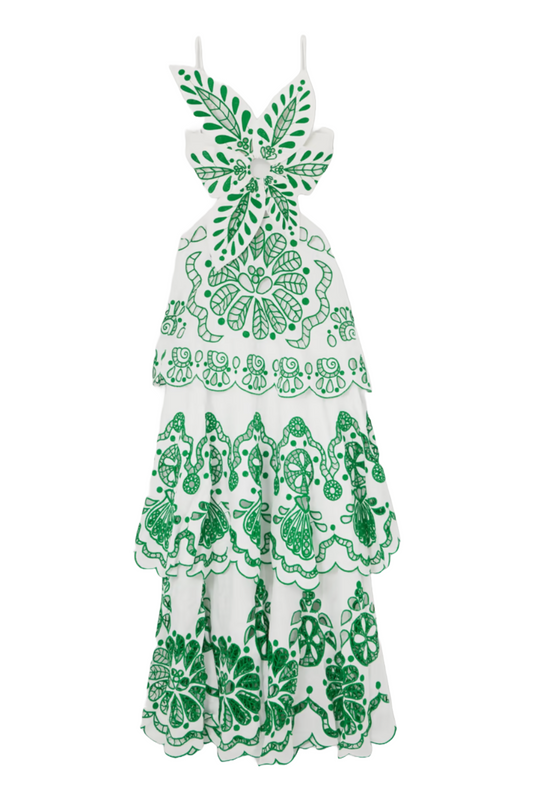 Broderie Anglaise Linen Midi Dress