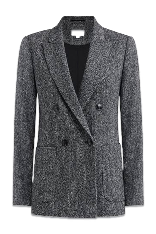 Relaxed Fit Textured Double Breasted Suit Blazer
