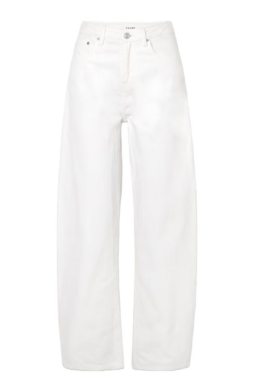 Long Barrel High-Rise Wide-Leg Jeans White