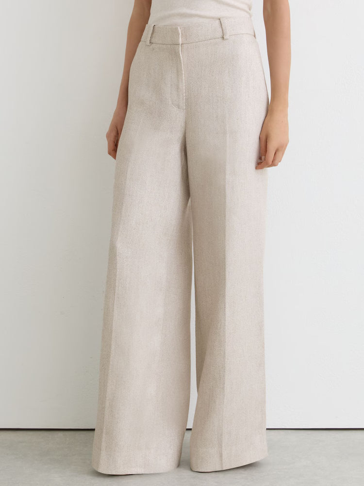 Nolah Linen-blend Textured Wide-leg Trousers in Neutral