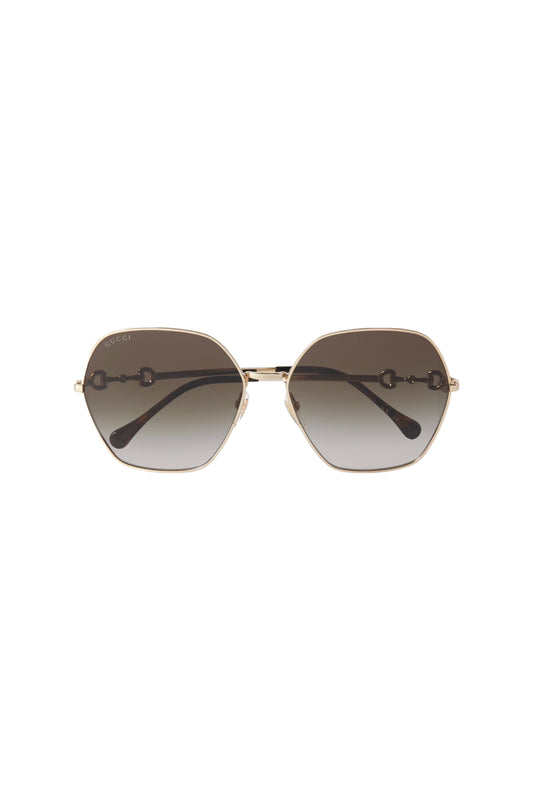 GG Horsebit D-frame Gold-tone Metal Sunglasses