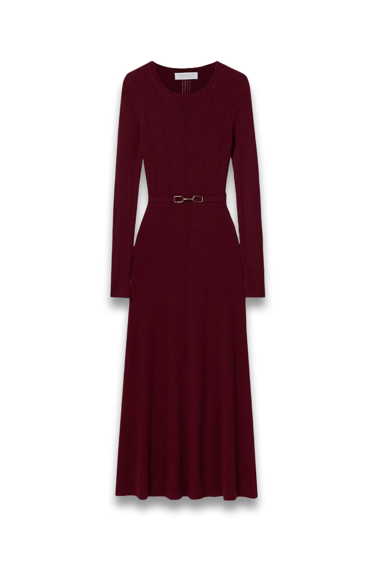 Imagene Belted Ribbed Pointelle-knit Wool Midi Dress