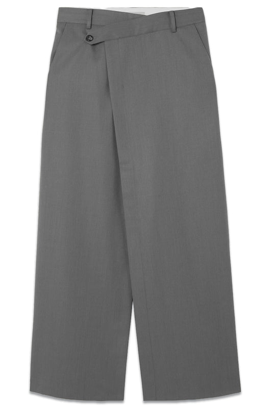 + NET SUSTAIN Asymmetric Wool-blend Twill Maxi Wrap-effect Skirt