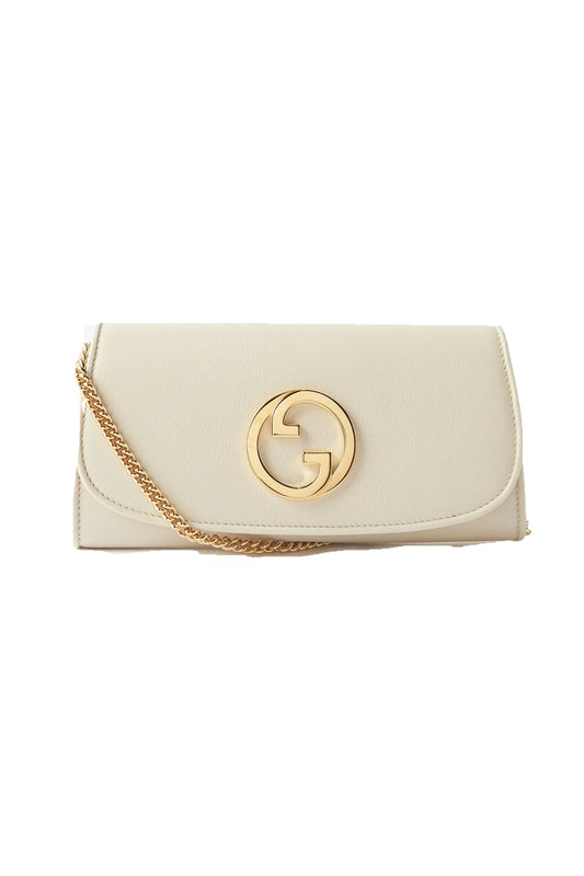 White Blondie Chain-Strap Leather Cross-body Bag
