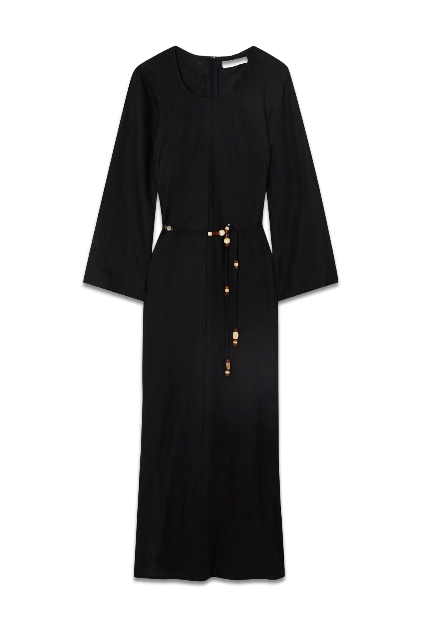 Galea Belted Bead-Embellished Linen Maxi Dress