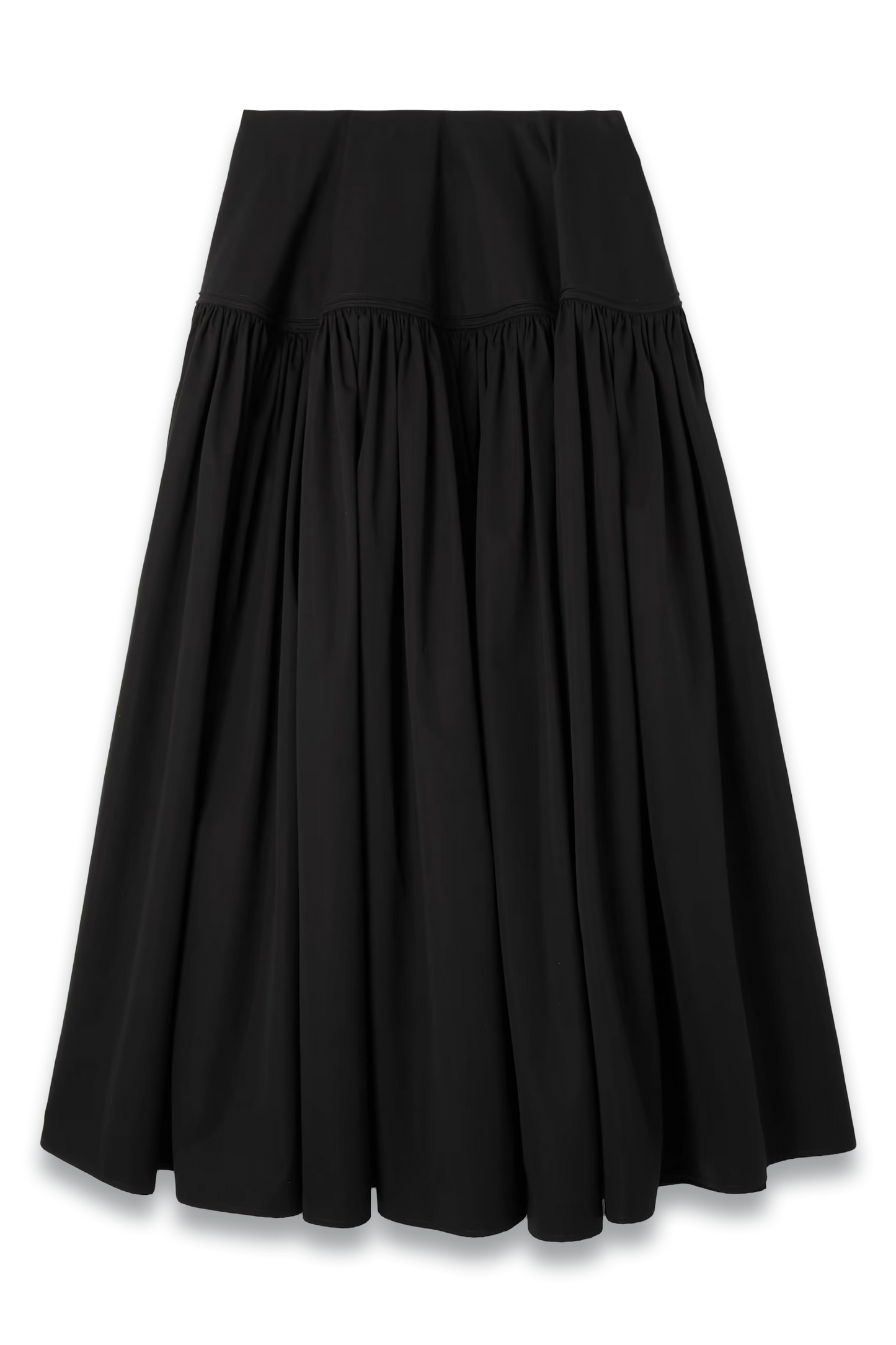 Gathered Cotton-Poplin Maxi Skirt