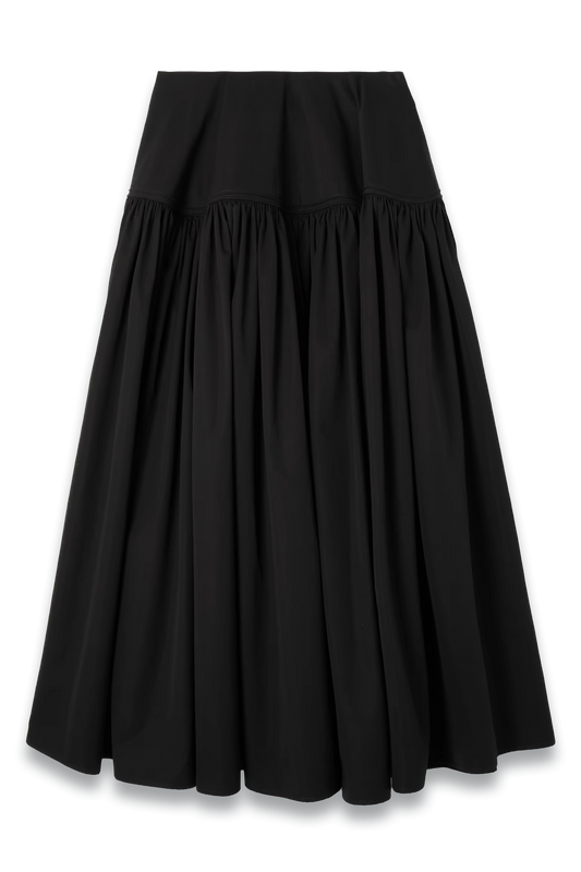 Gathered Cotton-Poplin Maxi Skirt