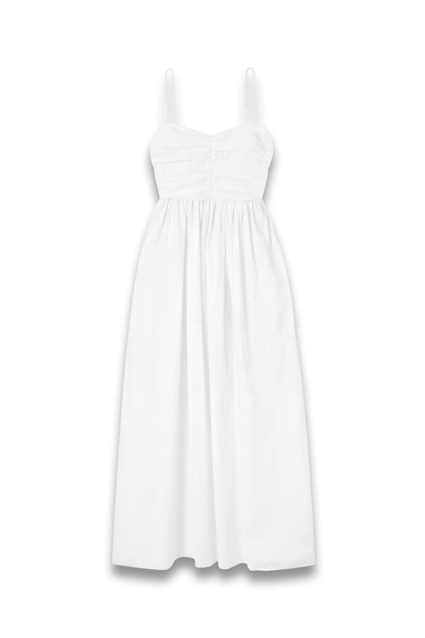 Gathered Organic Cotton-poplin Midi Dress