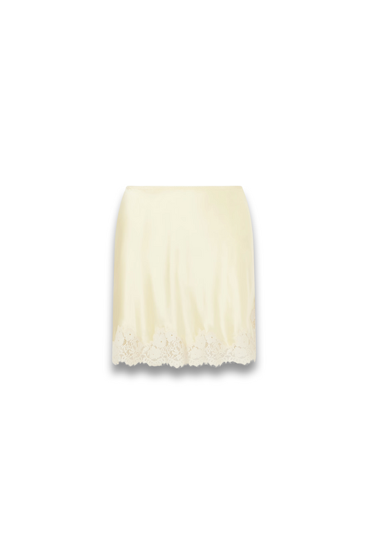 Giulietta Lace-trimmed Silk-charmeuse Mini Skirt
