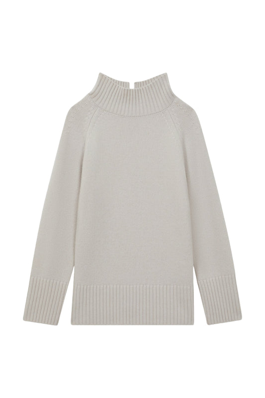 Gloria Casual Grey Wool-Cashmere Funnel Neck Jumper