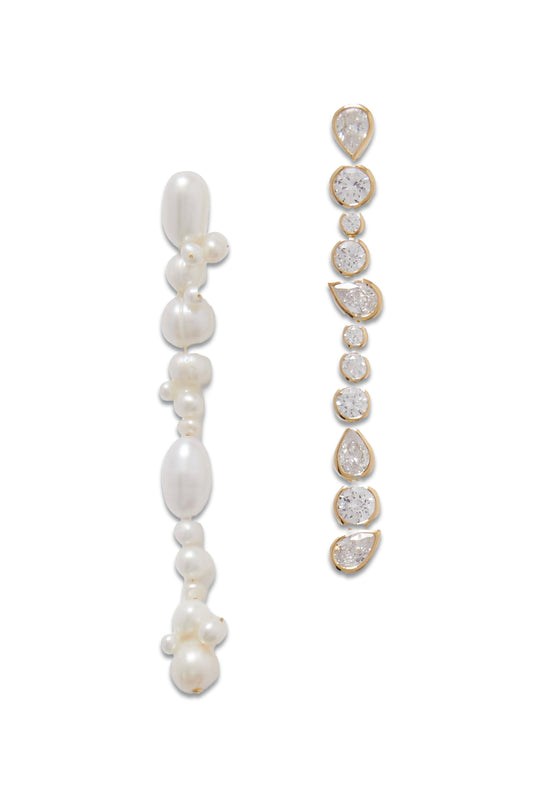 Gold-plated, Pearl and Zirconia Earrings