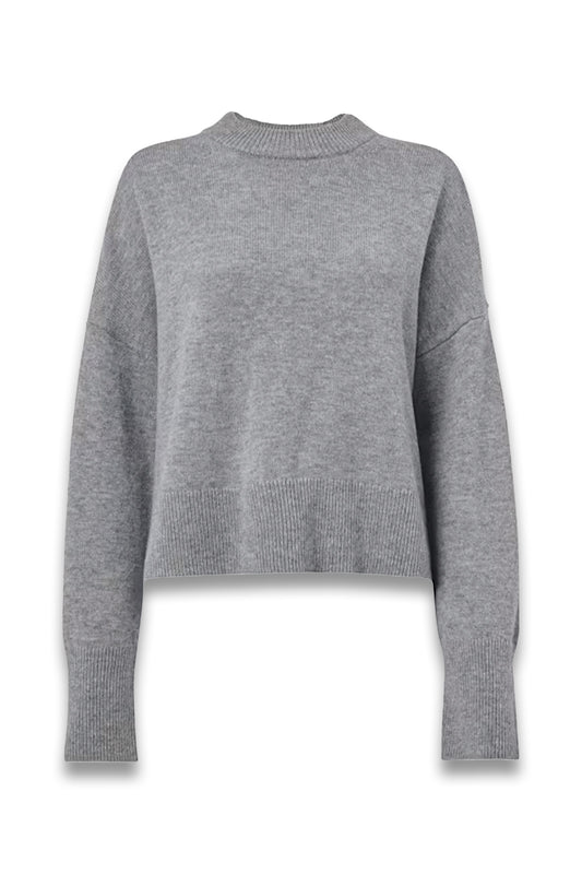 Dark Grey Cashmere Blend Split Back Knit