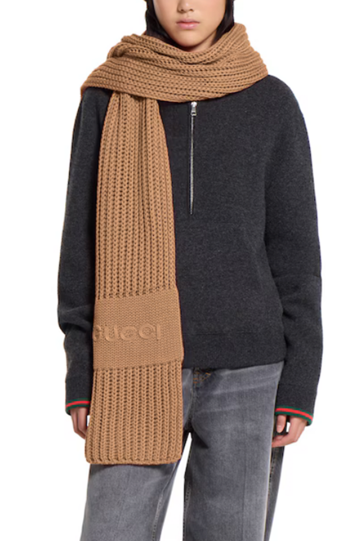 Wool Cashmere Scarf With Embroidery