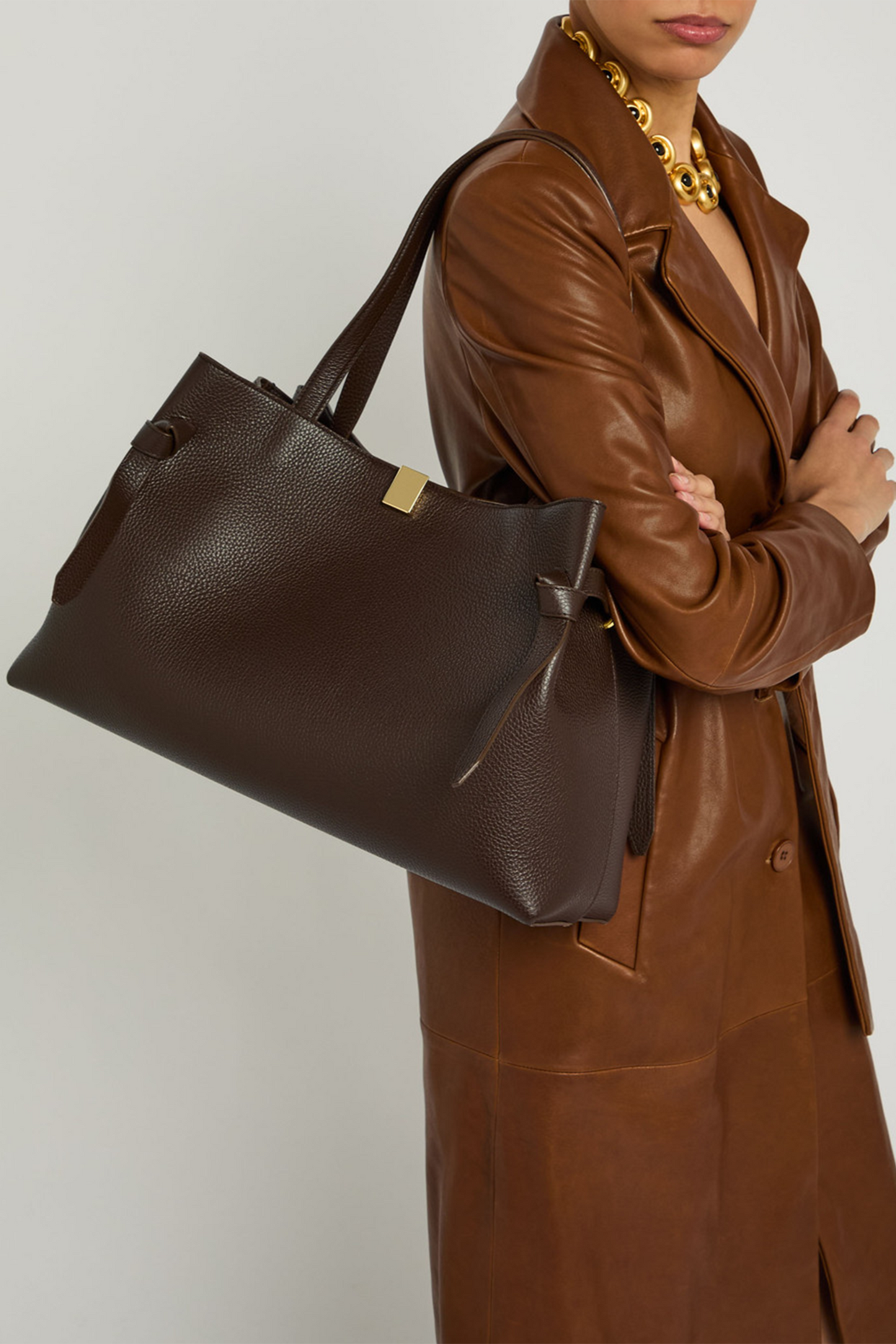 Gyoza Grained-leather Tote Bag