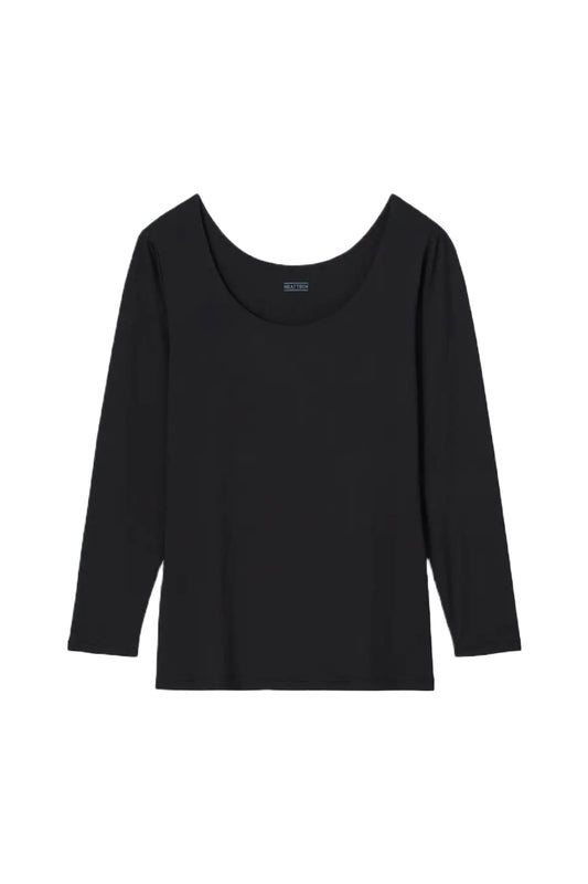 Black Heattech Scoop Neck Long Sleeved Thermal Top