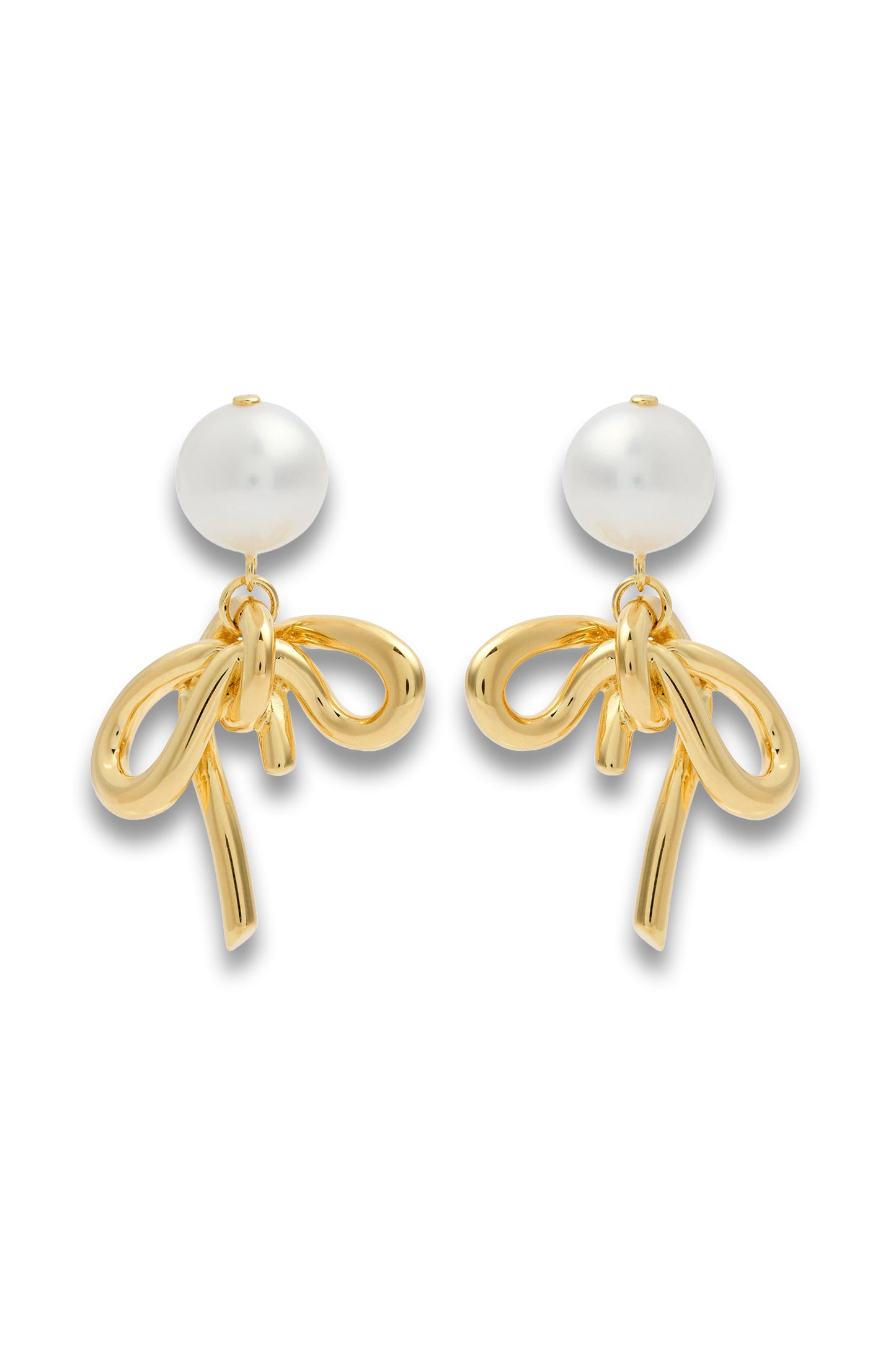 Pearl and Bow 18kt Gold-plated Drop Earrings