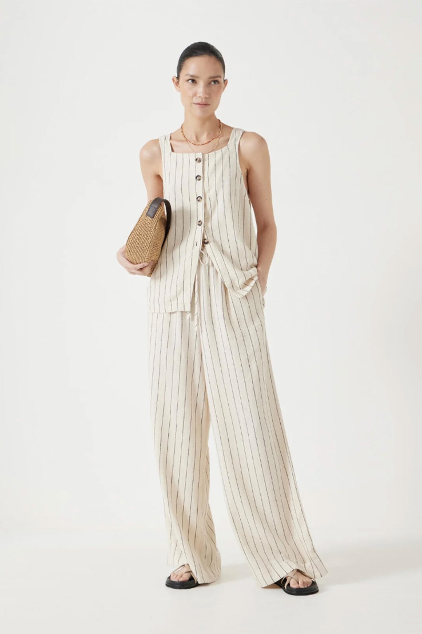 Linen Blend Petunia Wide Leg Trousers