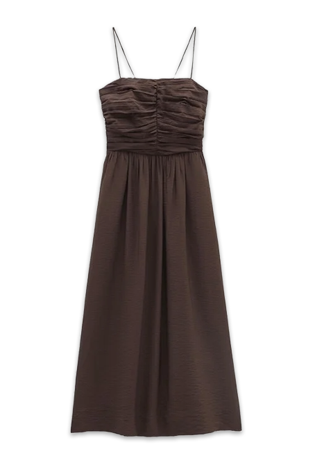 Air Flow Strappy Gathered Midi Dress