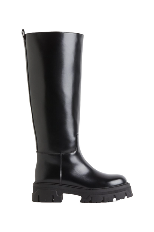Black Chunky Knee-High Boots