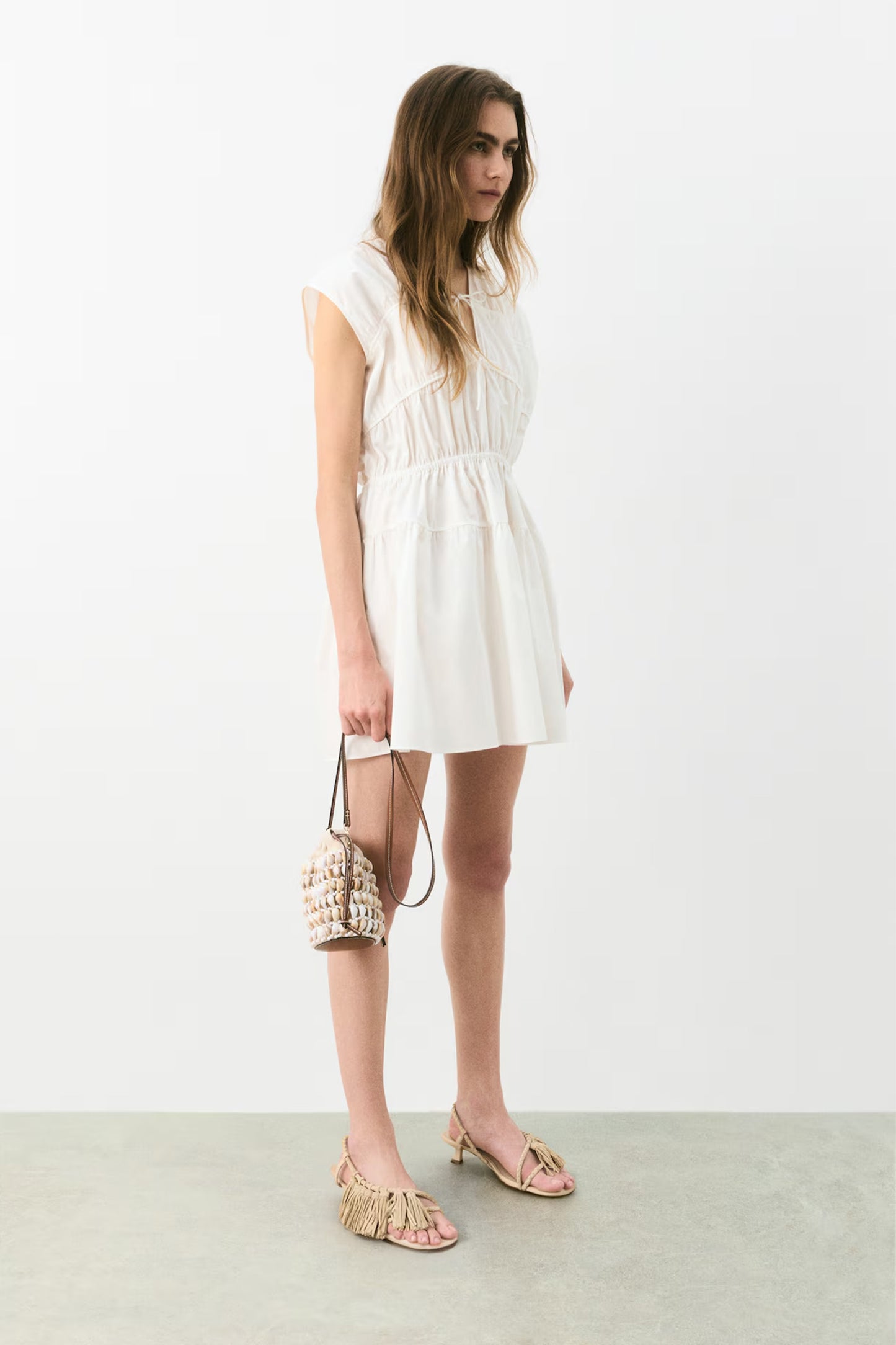 Drawstring-Detail Poplin Dress