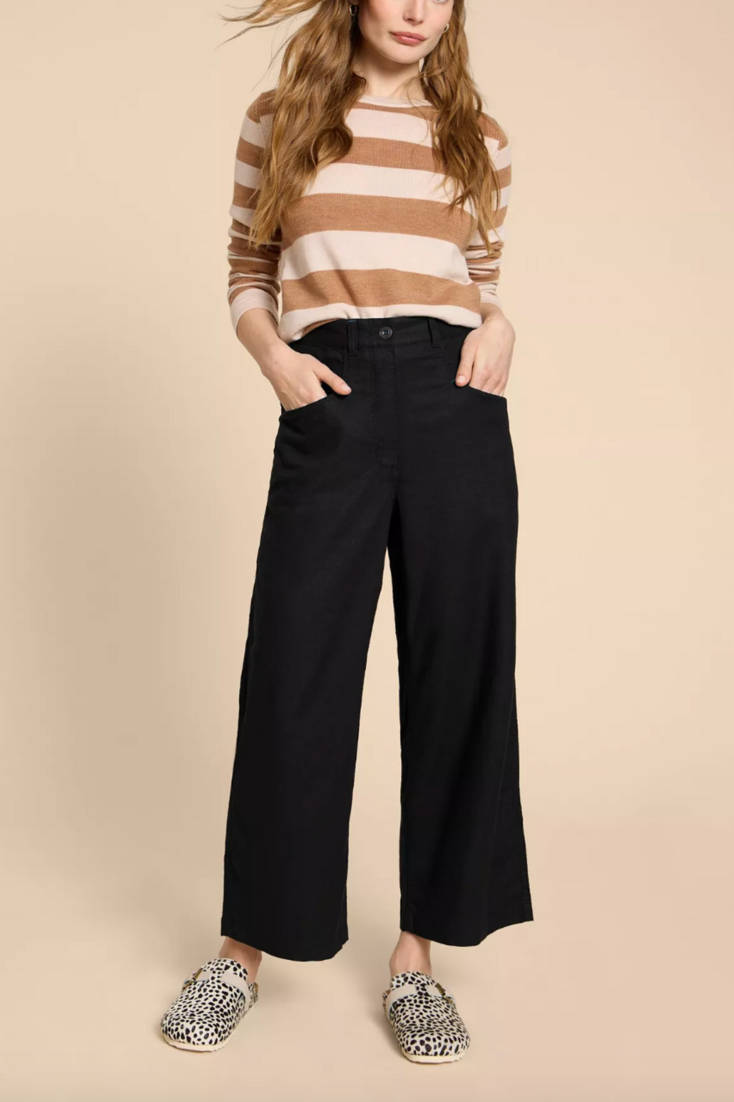 Pure Black Harper Linen Blend Trousers