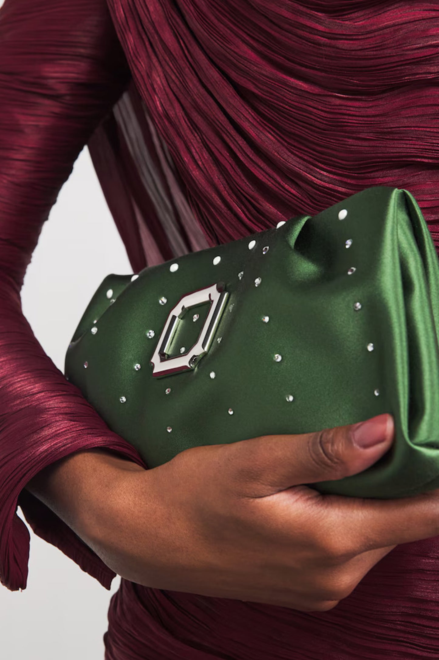 Satin Embellished Vittoria Clutch Bag