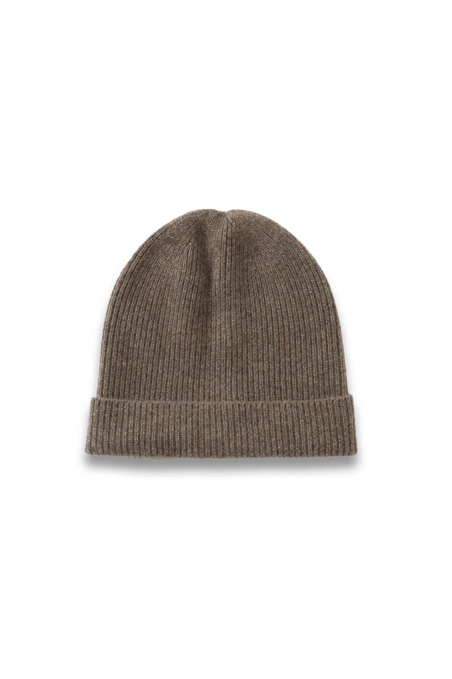 Ribbed Pure Cashmere Beanie Hat in Taupe