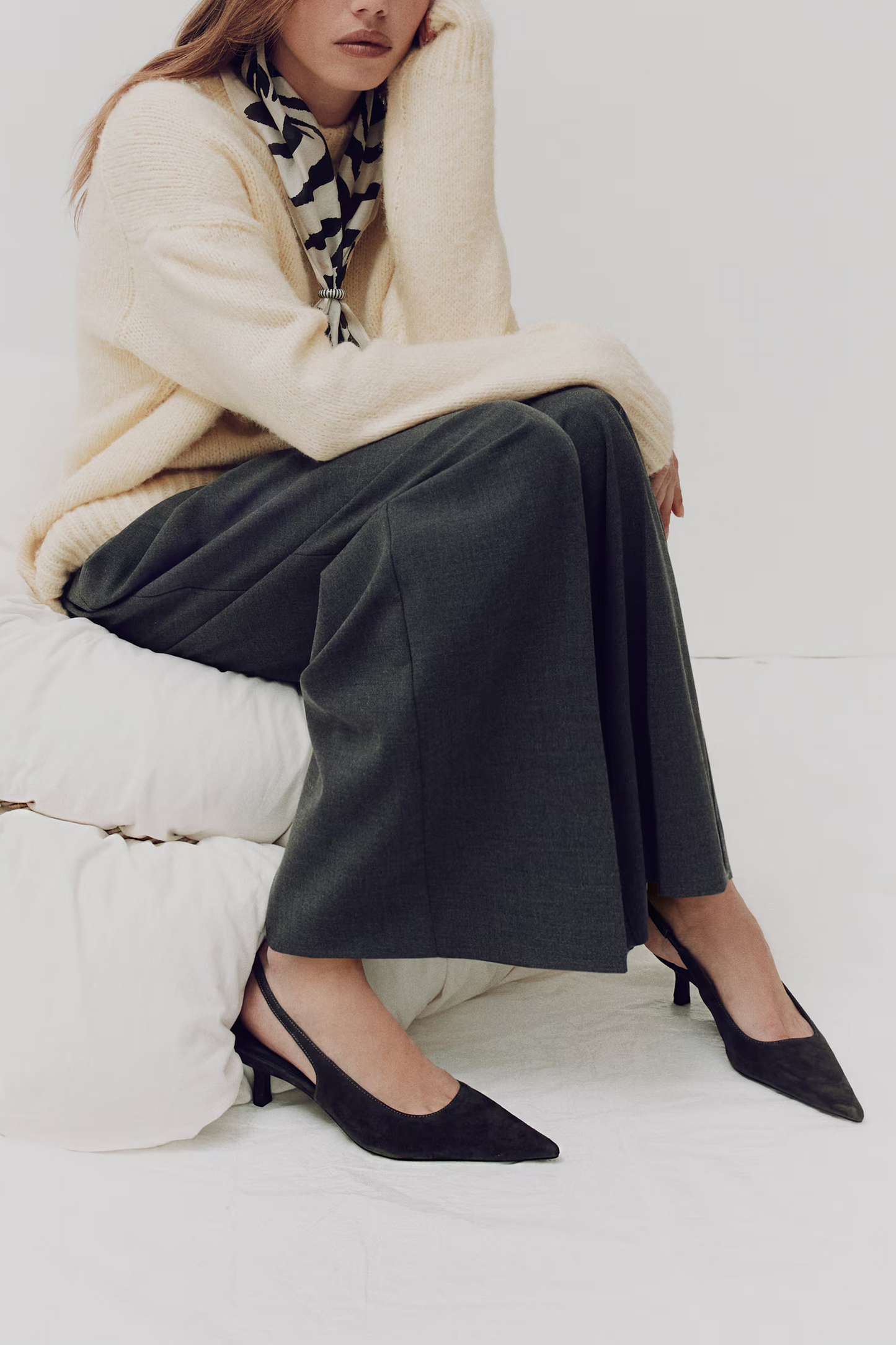 Pointed Suede Slingbacks
