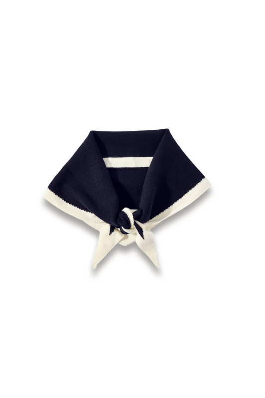 Navy Cotton-blend Triangle Knit Scarf