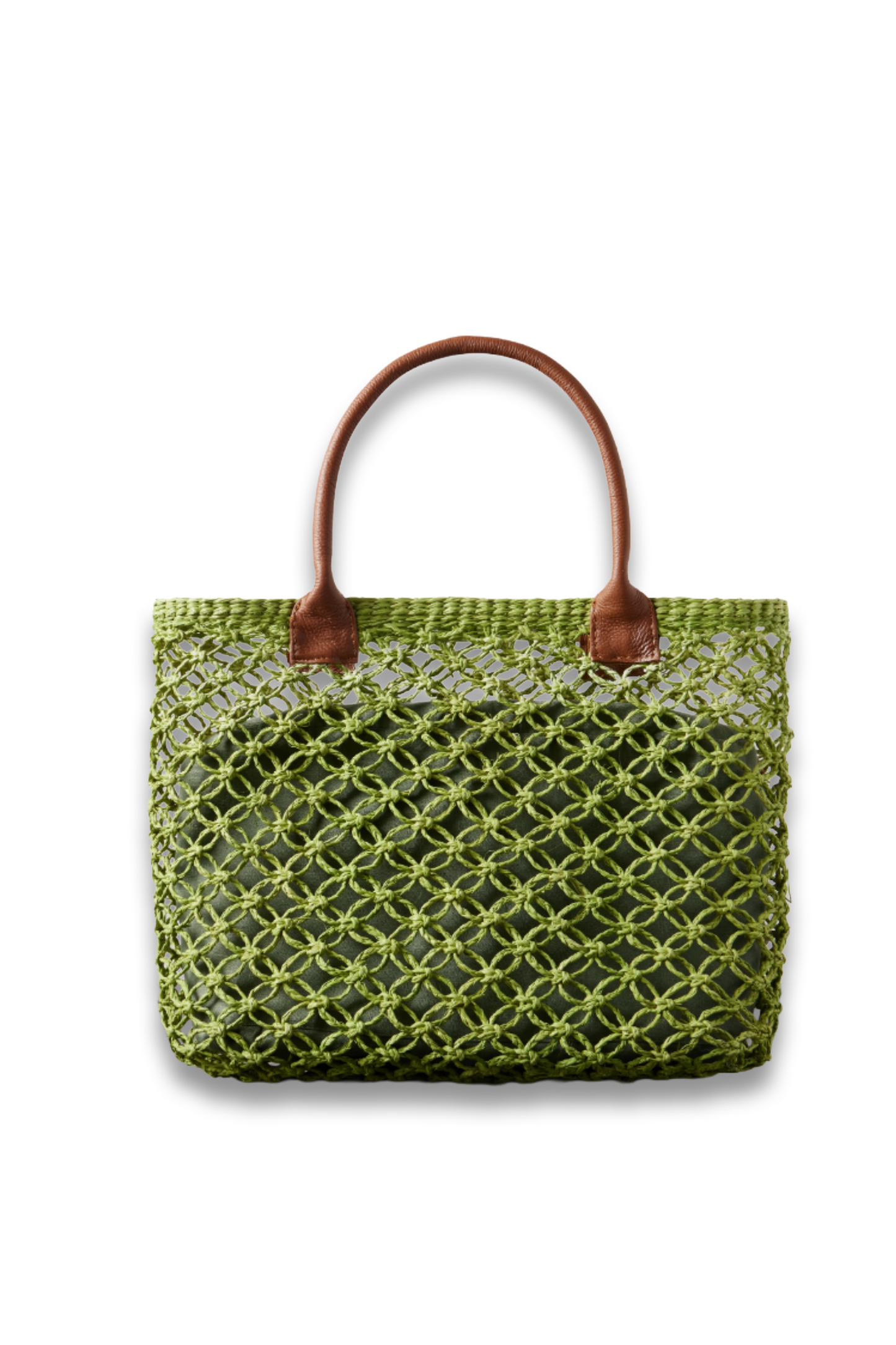 Textured Leather-trimmed Straw Tote