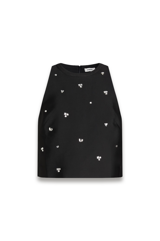 Crystal-embellished Faille Top