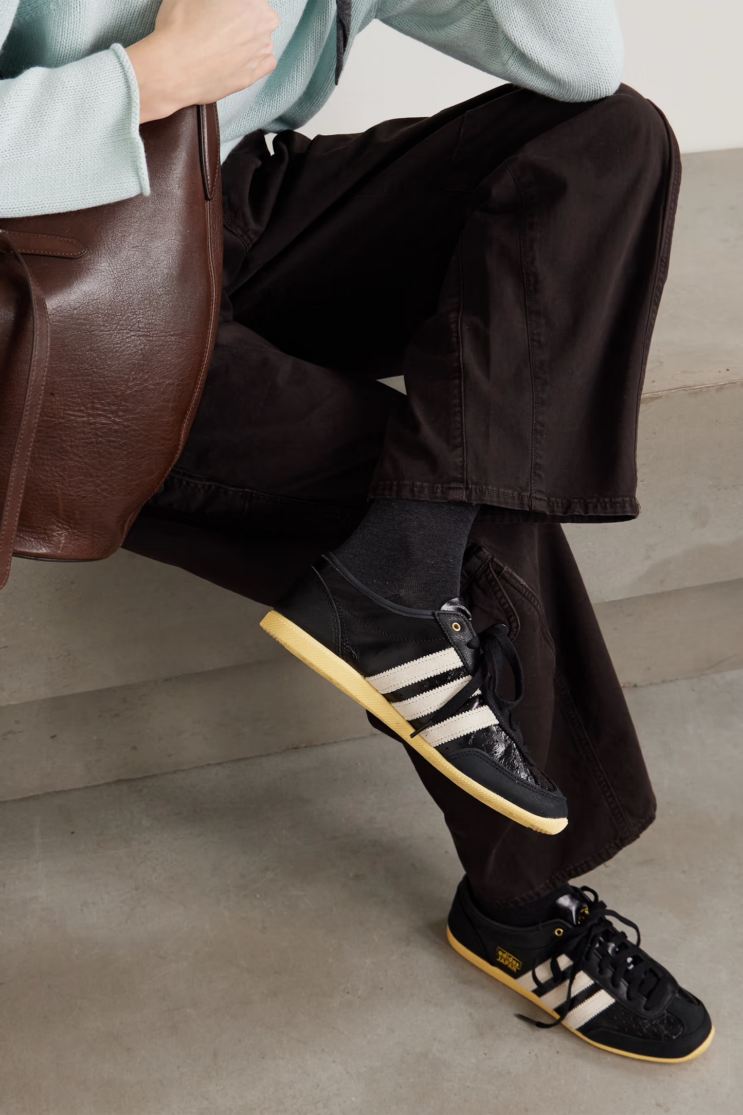 Japan Decon Suede-trimmed Leather Sneakers
