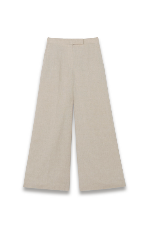 Linen Wide-leg Suit Trousers in Neutral
